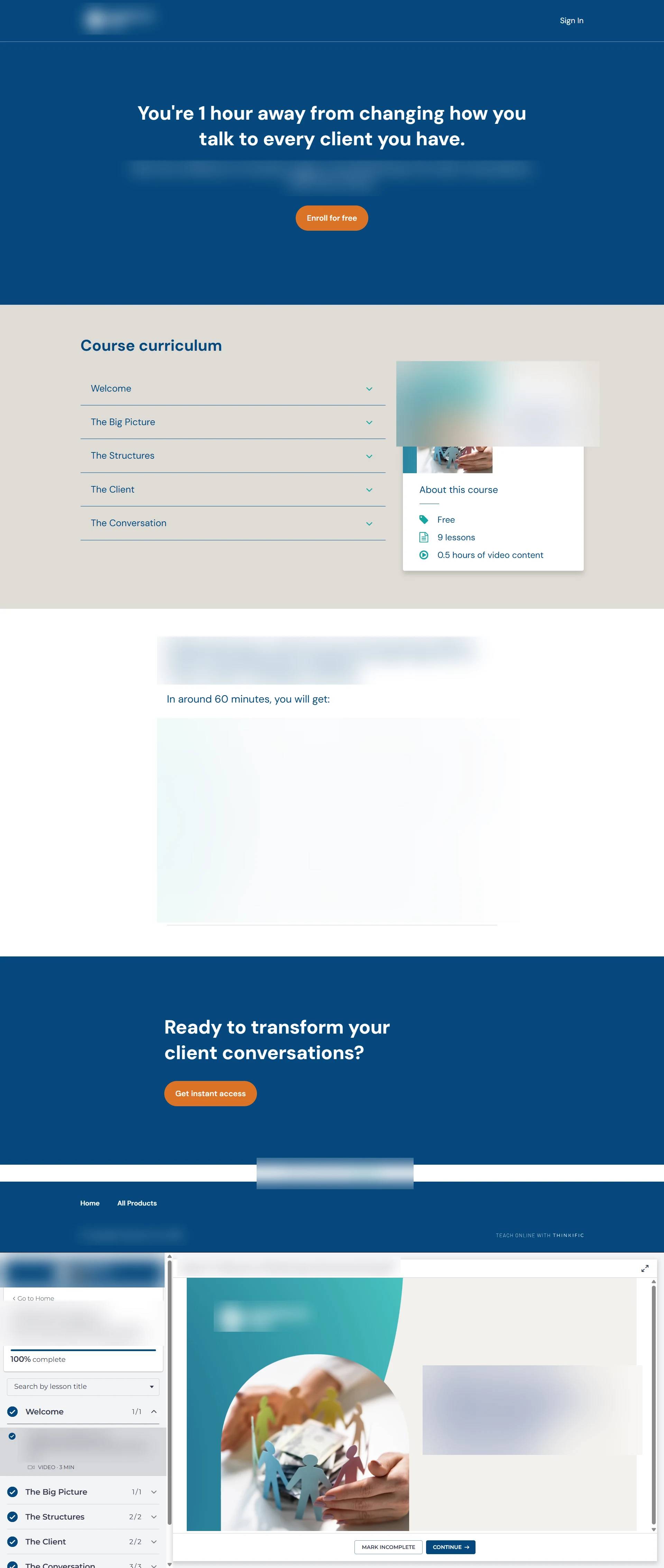 Thinkific Course Portal Build for Confidential Client