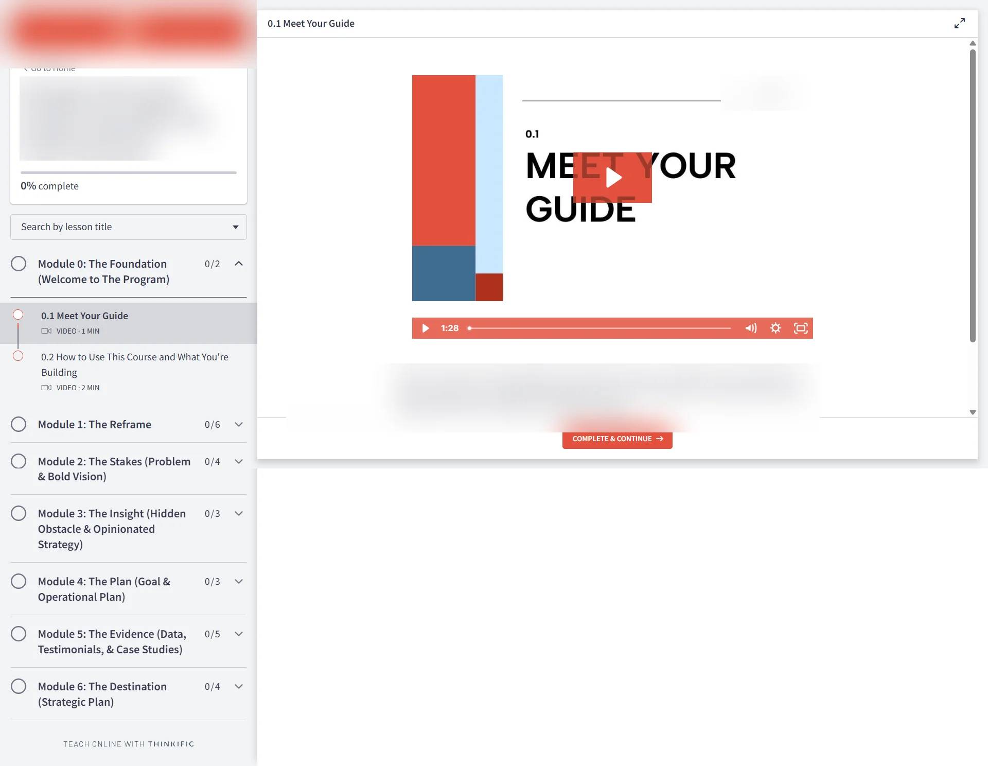 Course Portal - Thinkific Sales Page + Course Portal Build for Confidential Client
