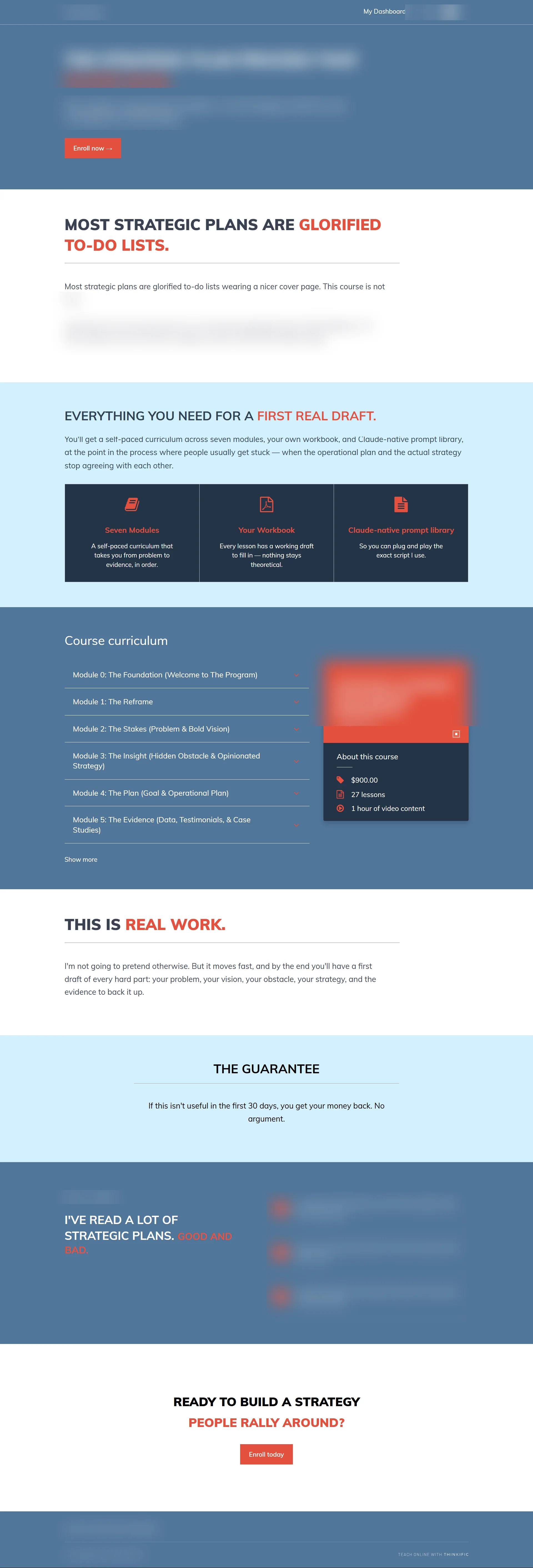 Sales Page - Thinkific Sales Page + Course Portal Build for Confidential Client