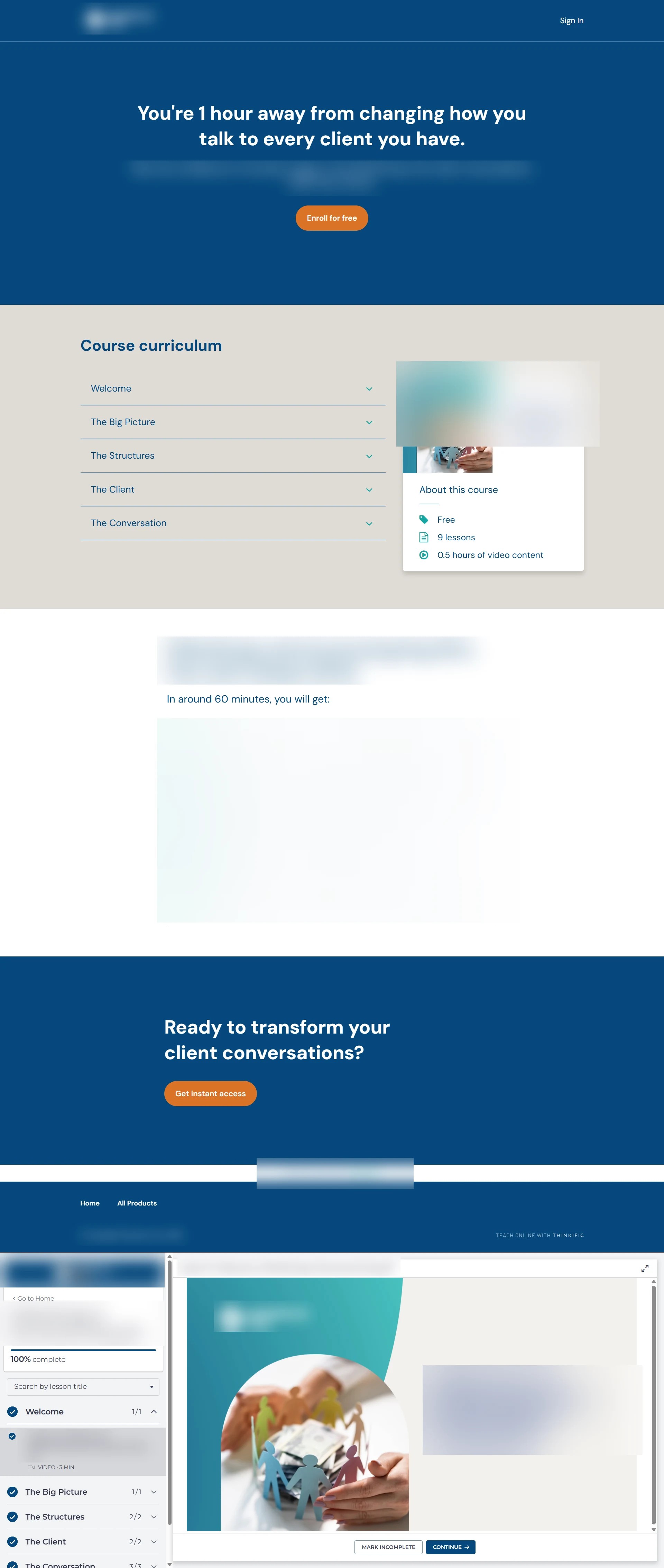Thinkific Course Portal Build for Confidential Client