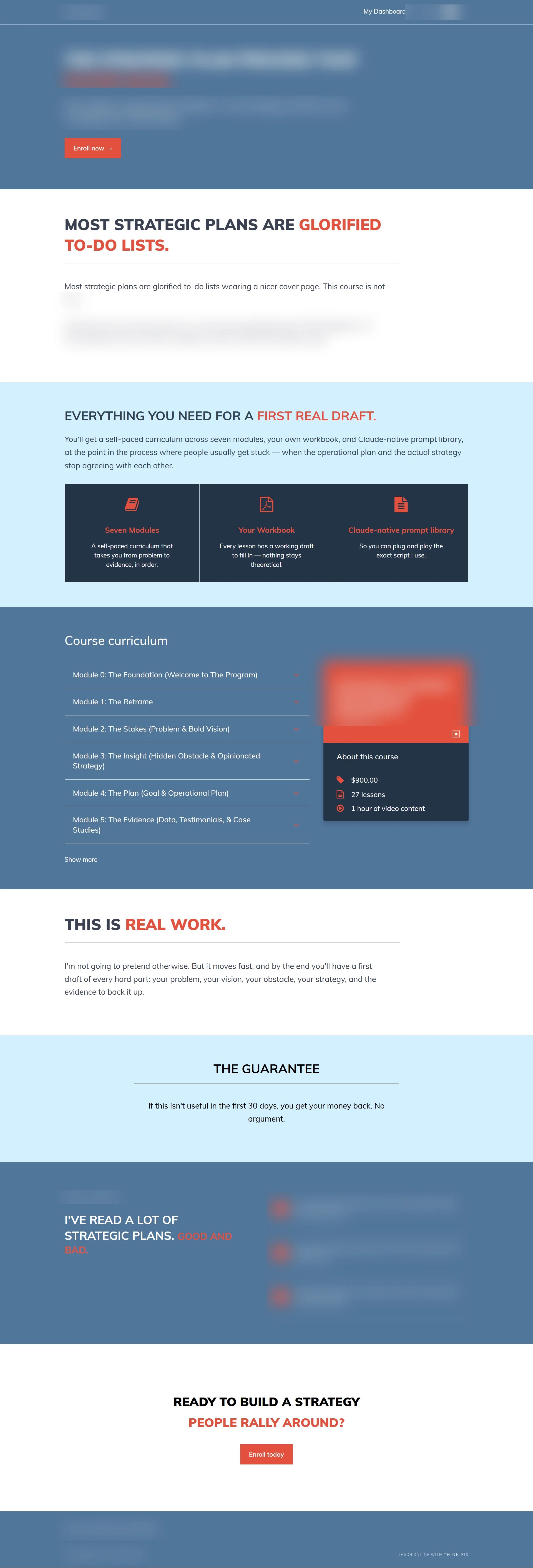 Thinkific Sales Page + Course Portal Build for Confidential Client